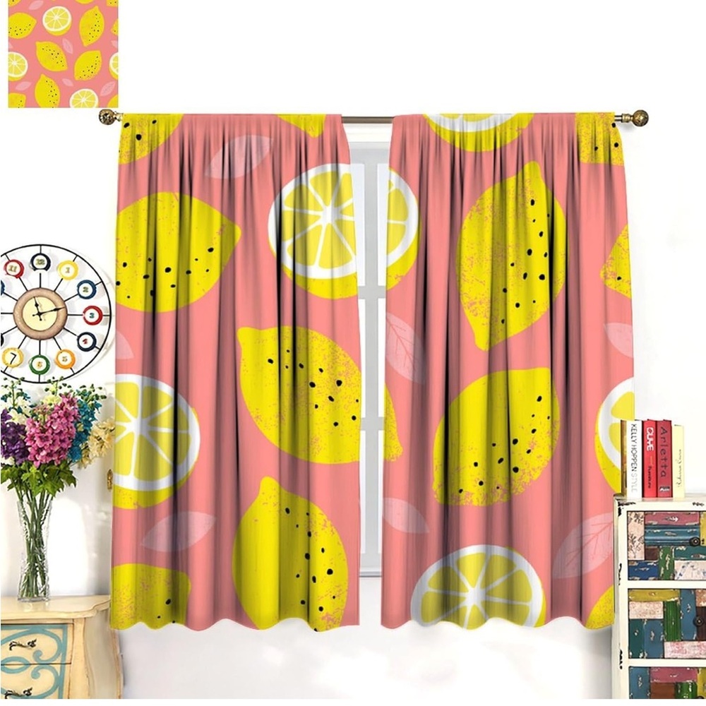 Vibrant Lemon Print Curtains